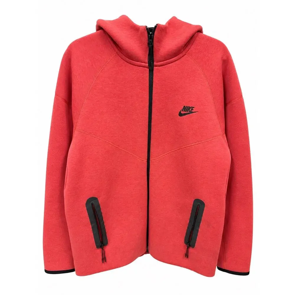Nike Sportswear Tech Fleece Hoodie Pockets Red Mens Medium